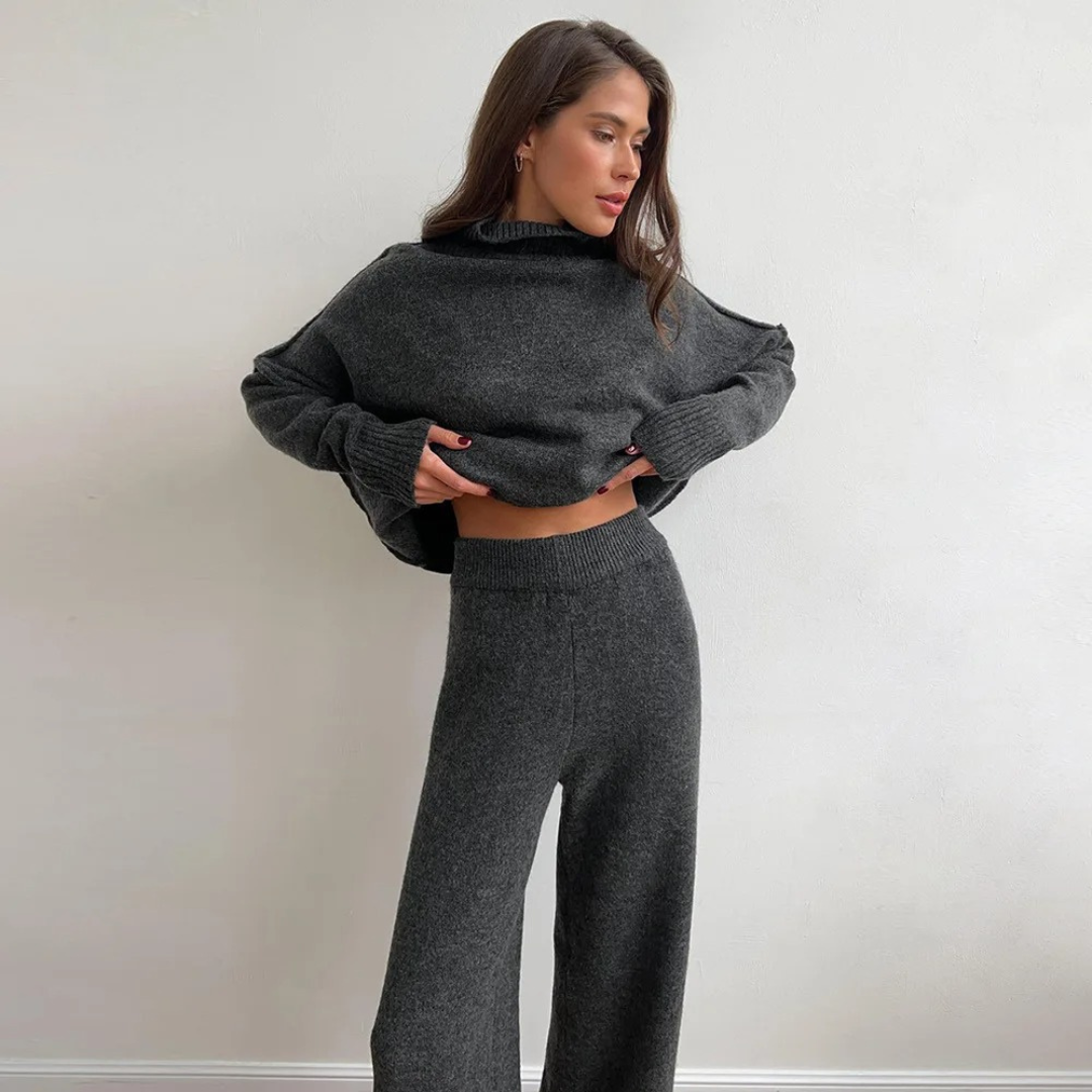 Chantal Cozy Turtleneck Knit Pants Set