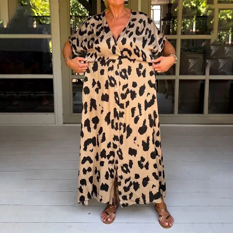 Helga - Maxi abito con stampa leopardo