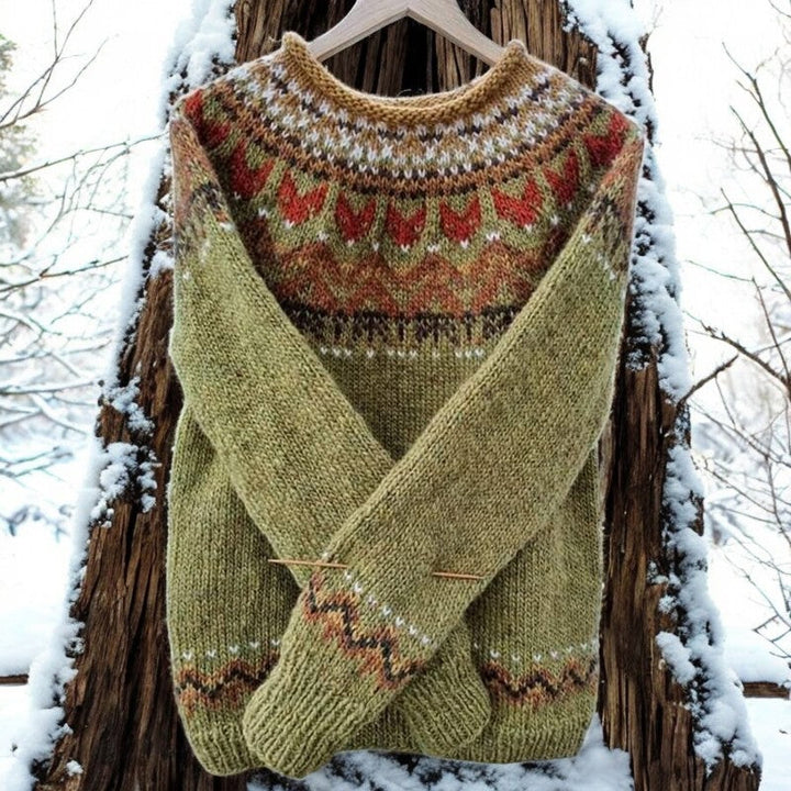 Ivana - Vintage Jacquard Crew Neck Sweater