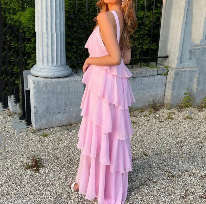 Eryndra ™ | Halterneck maxi dress with ruffles