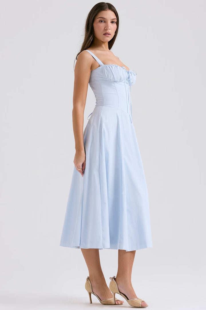 AURORA - LACE-UP CORSET MIDI DRESS