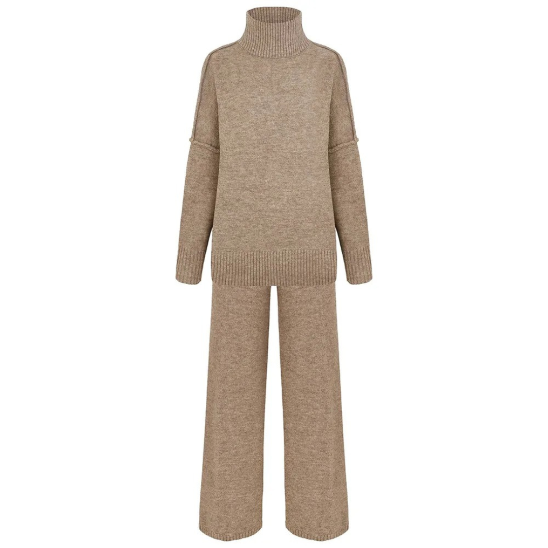 Chantal Cozy Turtleneck Knit Pants Set