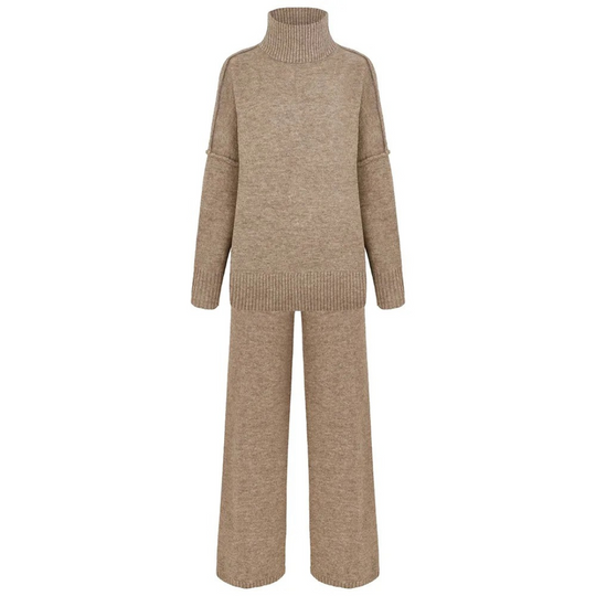 Chantal Cozy Turtleneck Knit Pants Set