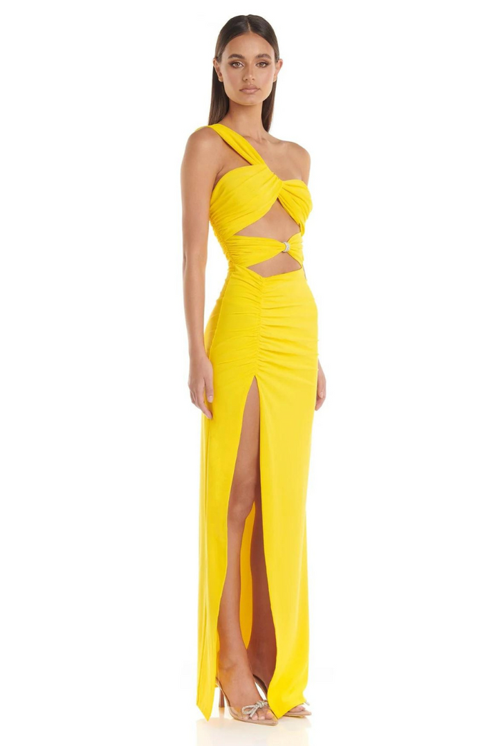 Zikora™ | Maxi dress with cut-outs and one-shoulder slit