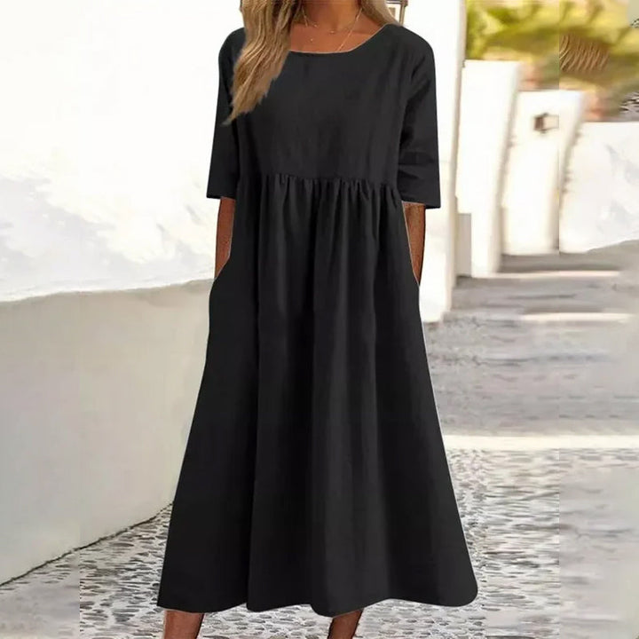 Sophie - Linen and Cotton Midi Dress
