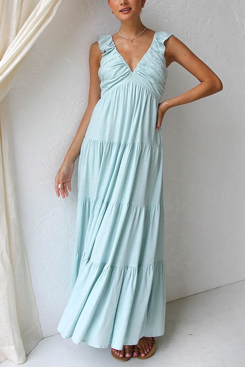 Juliet - V-neck Ruffle Maxi Dress