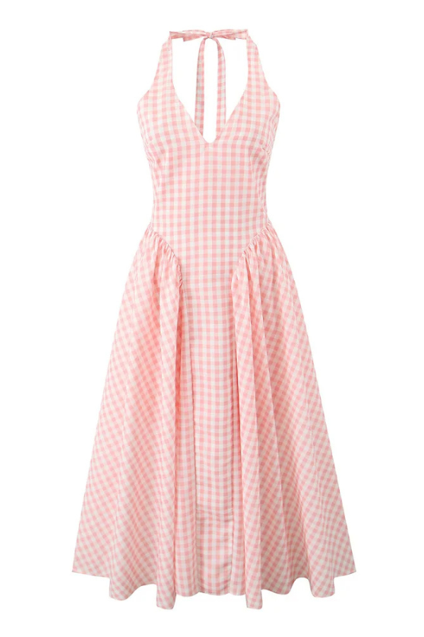Romina | Vestito midi con stampa a quadri