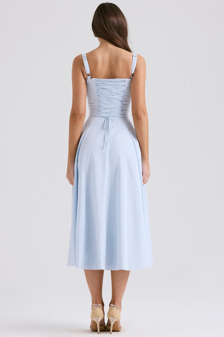AURORA - LACE-UP CORSET MIDI DRESS