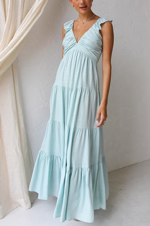 Juliet | Maxi abito con scollo a V e volant