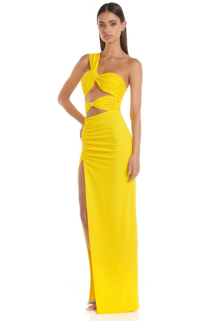 Zikora™ | Maxi dress with cut-outs and one-shoulder slit