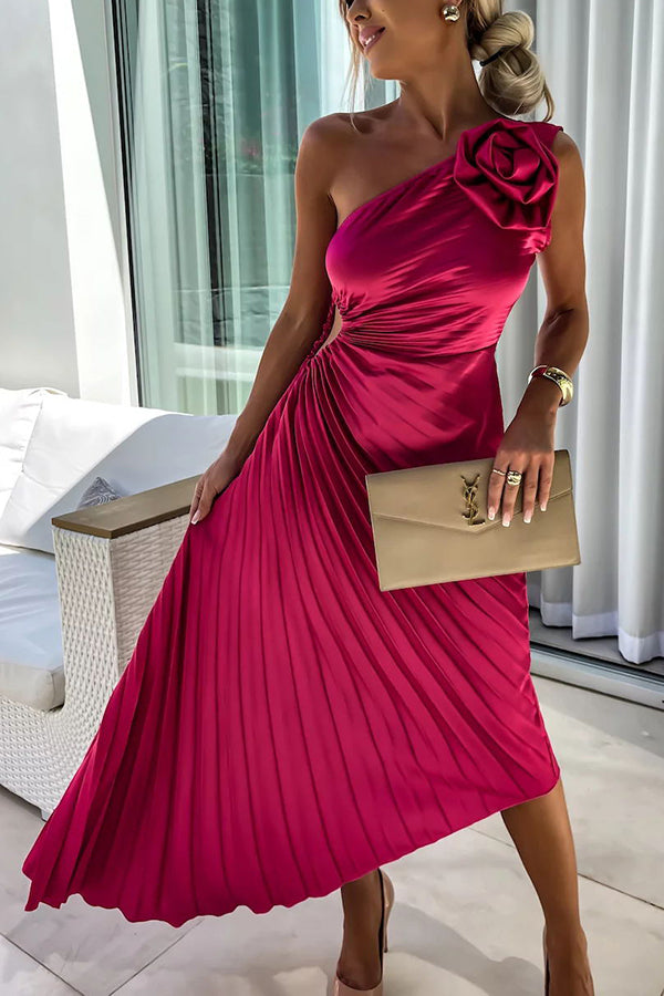 Lizbeth - Maxi abito con spalla a fiori