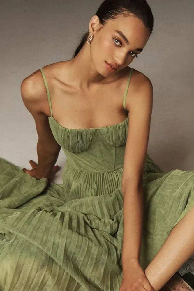 Isabella | Abito midi in tulle plissettato