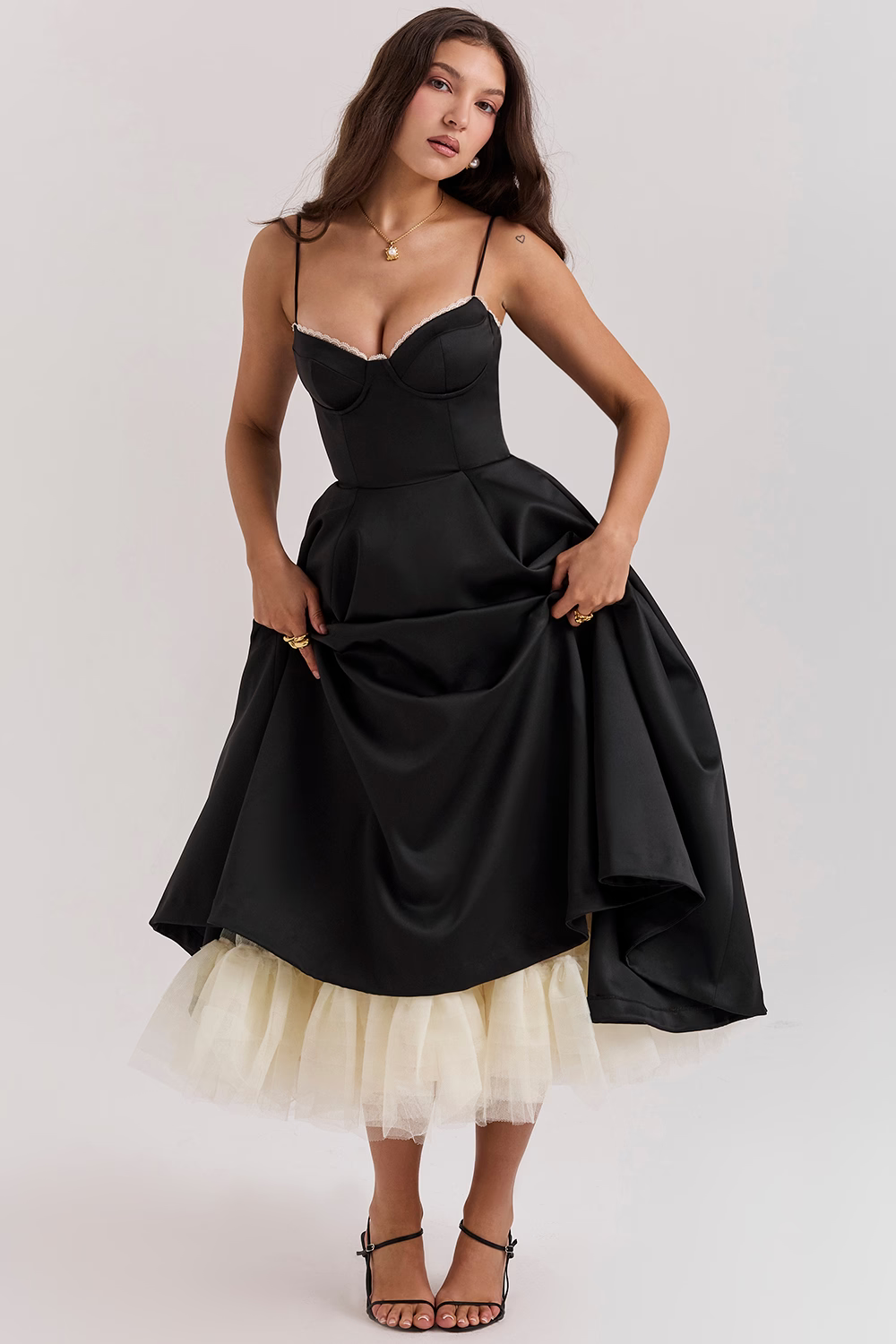Luce - Abito midi in tulle e raso