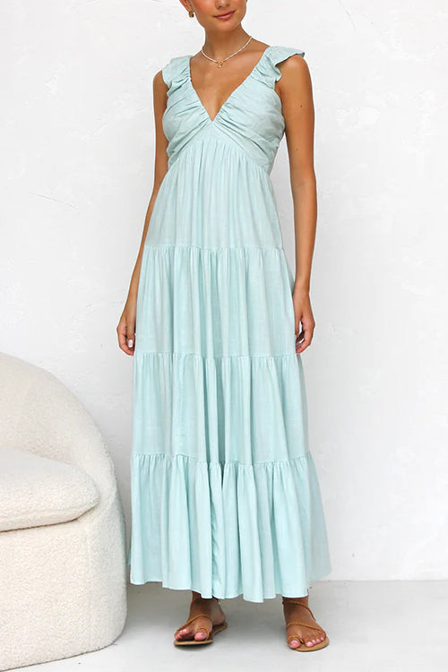 Juliet - V-neck Ruffle Maxi Dress