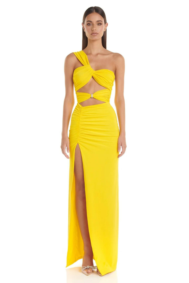 Zikora™ | Maxi dress with cut-outs and one-shoulder slit