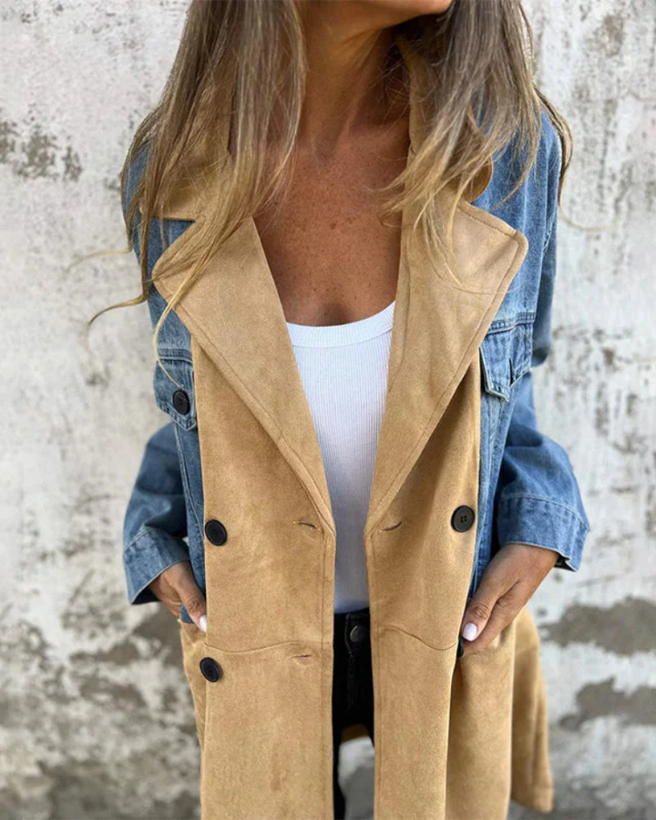 Marites - Denim and camel coat