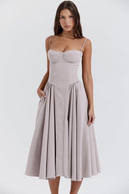 Nina - Sleeveless Corset Midi Dress