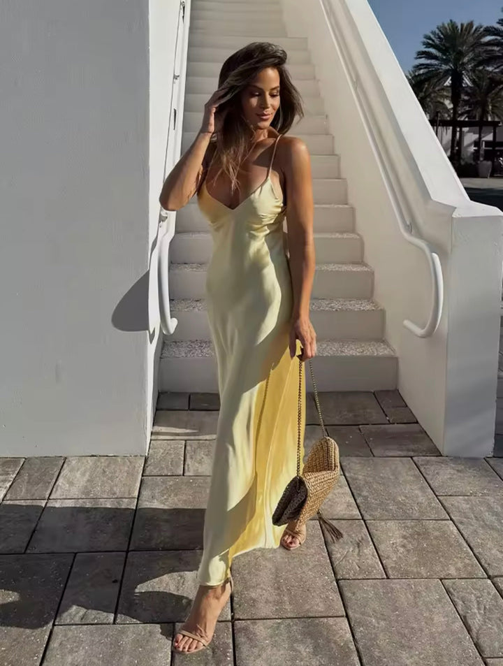 Nikka - Long Satin Slip Maxi Dress