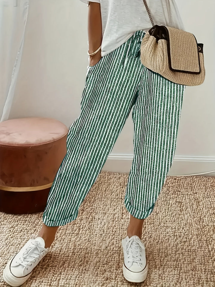 Elena - Striped pants with wide legs