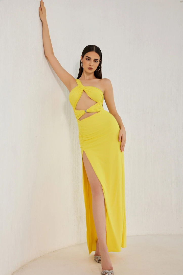 Zikora™ | Maxi dress with cut-outs and one-shoulder slit