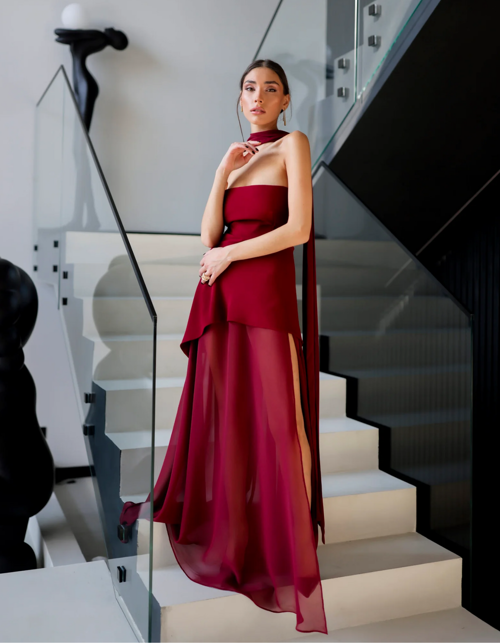 Aylin - Maxi abito in chiffon senza spalline