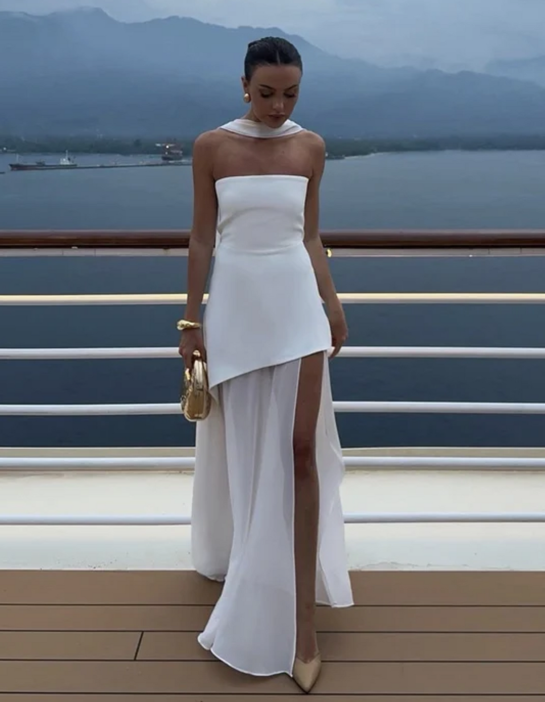 Aylin – Strapless chiffon maxi dress