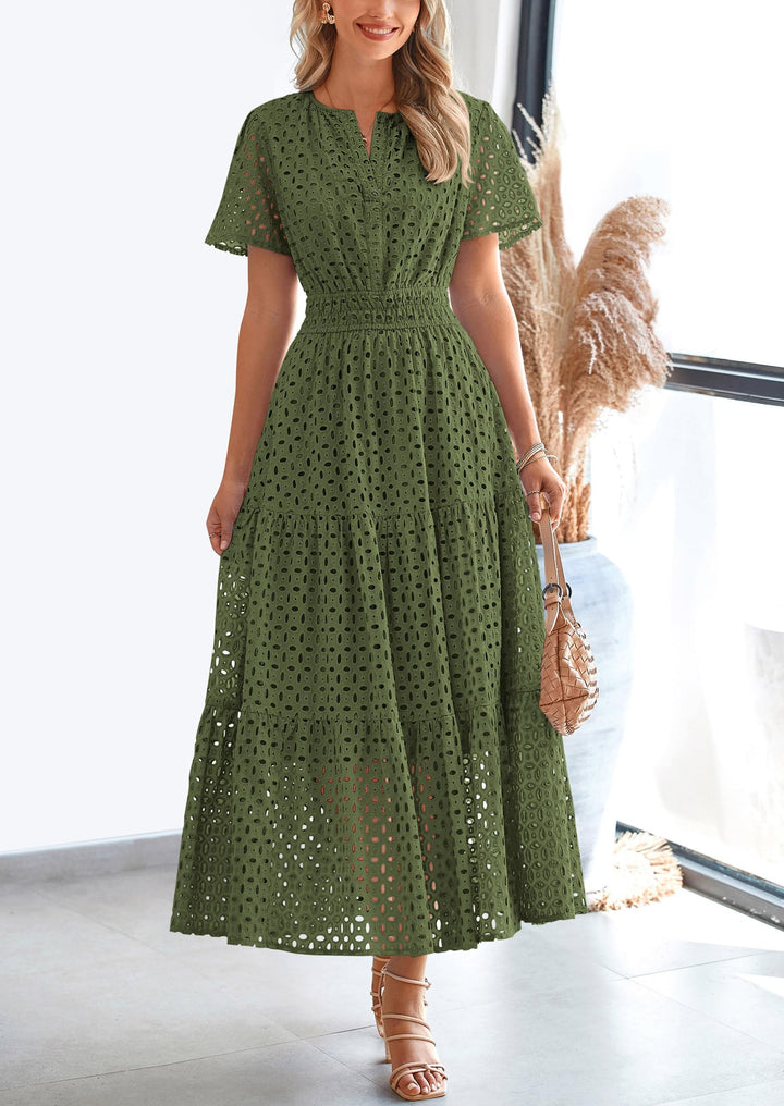 Linette - Eyelet Elegance Summer Dress