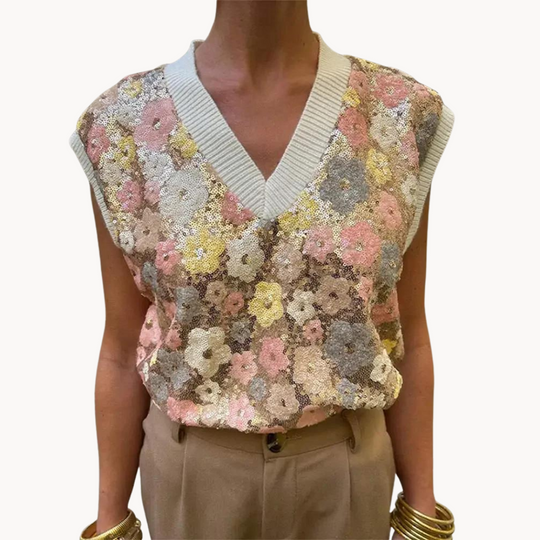 Dahlia Flower Knitted Sweater Vest