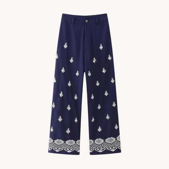 Amelie Embroidered Wide Leg Trouser