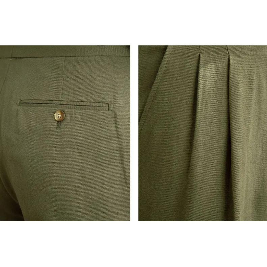 Vento Linen Cotton Pleated Trouser