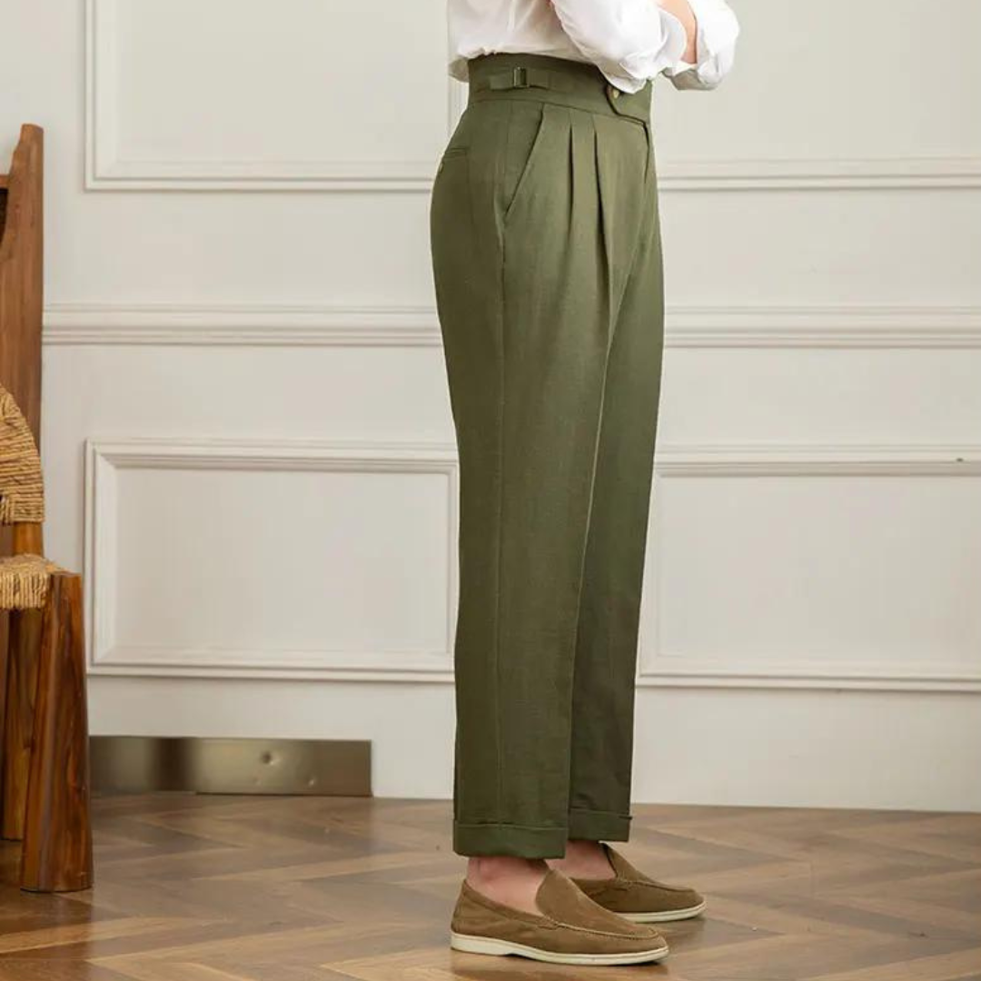 Vento Linen Cotton Pleated Trouser