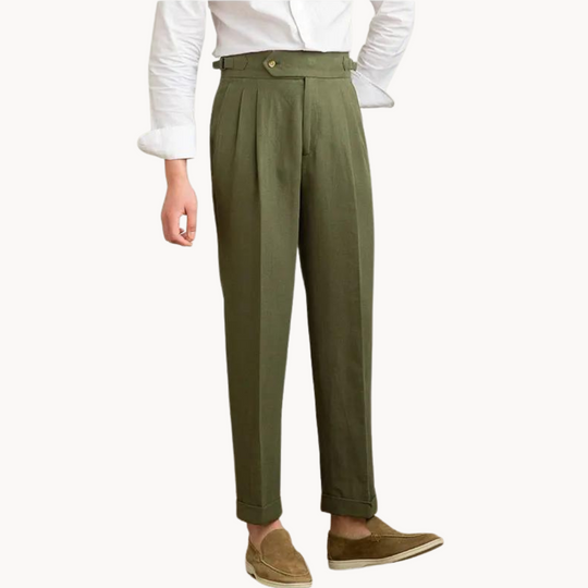 Vento Linen Cotton Pleated Trouser