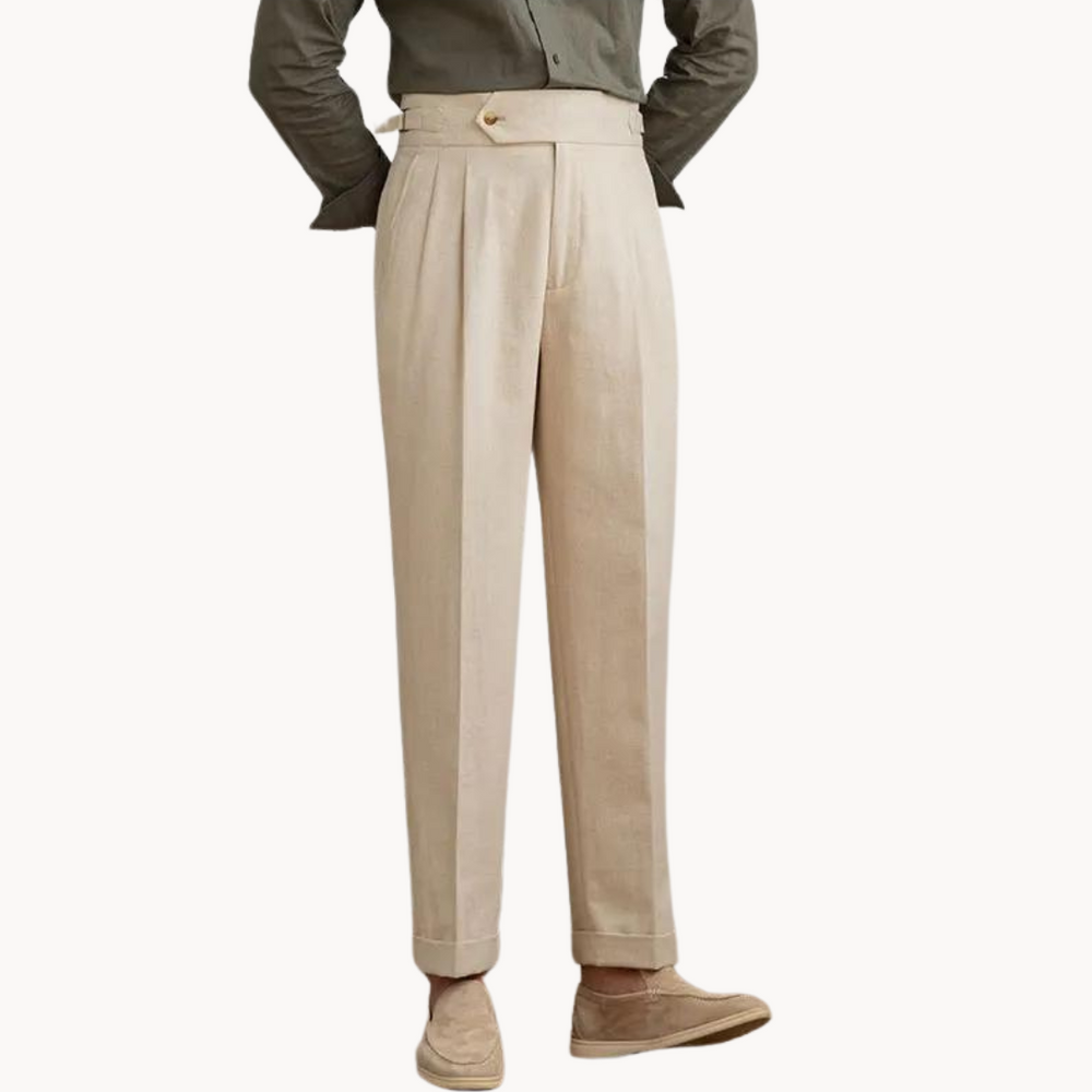 Vento Linen Cotton Pleated Trouser