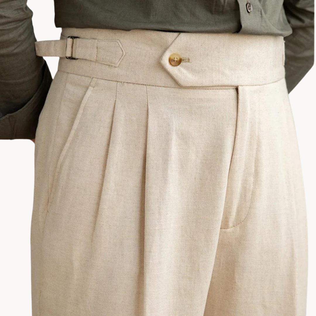 Vento Linen Cotton Pleated Trouser