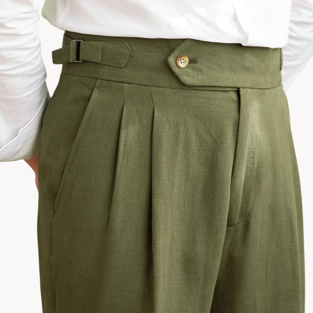 Vento Linen Cotton Pleated Trouser