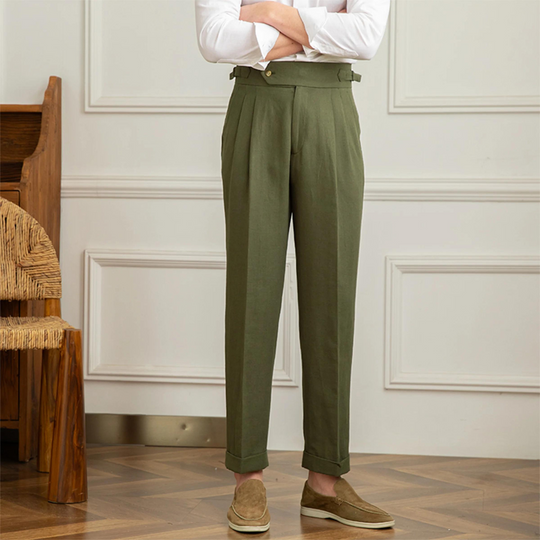 Vento Linen Cotton Pleated Trouser