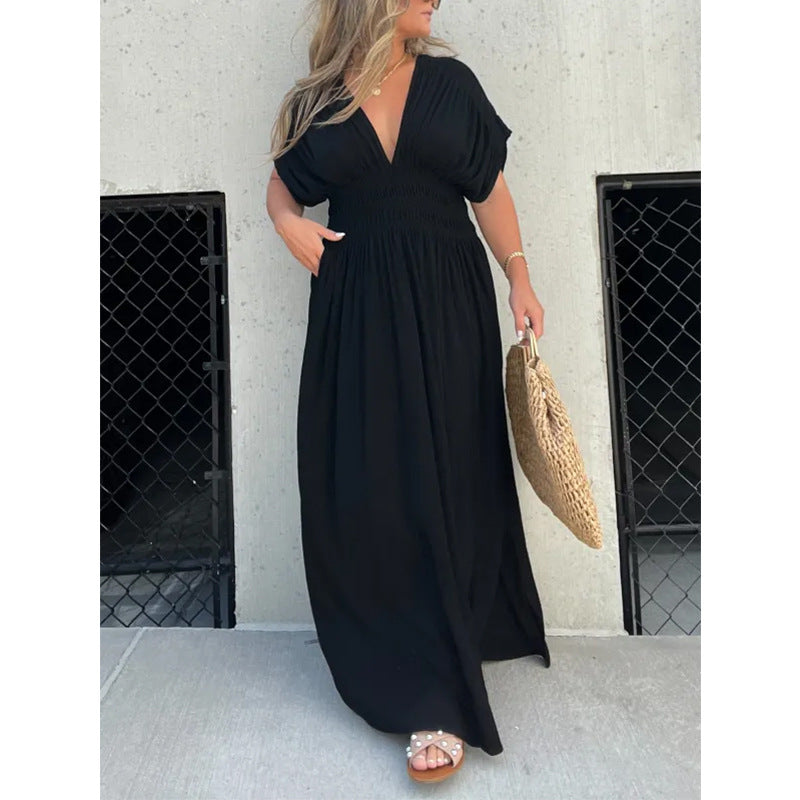 Gisella - V-neck Slit Maxi Dress