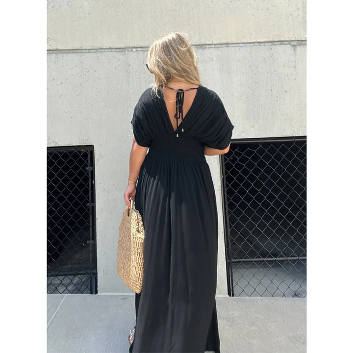 Gisella - V-neck Slit Maxi Dress