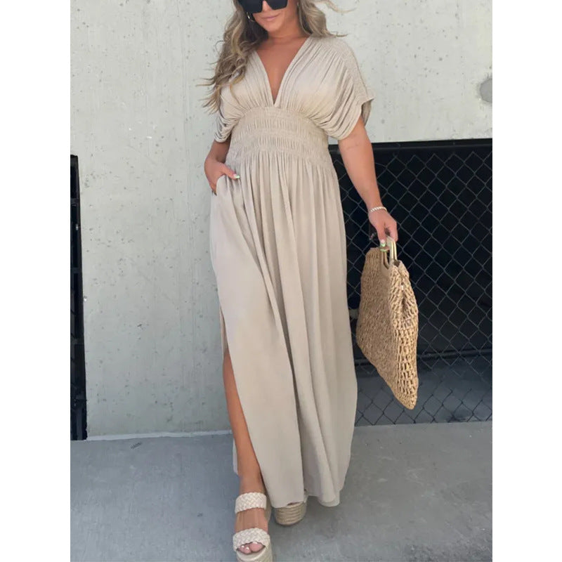 Gisella - V-neck Slit Maxi Dress