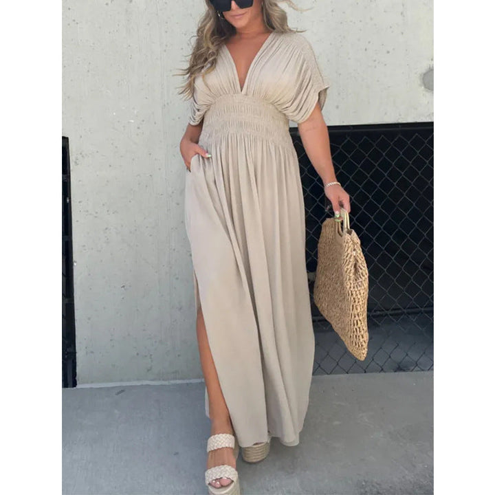 Gisella - V-neck Slit Maxi Dress