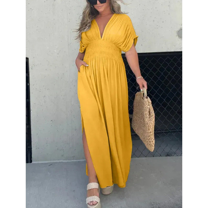 Gisella - V-neck Slit Maxi Dress