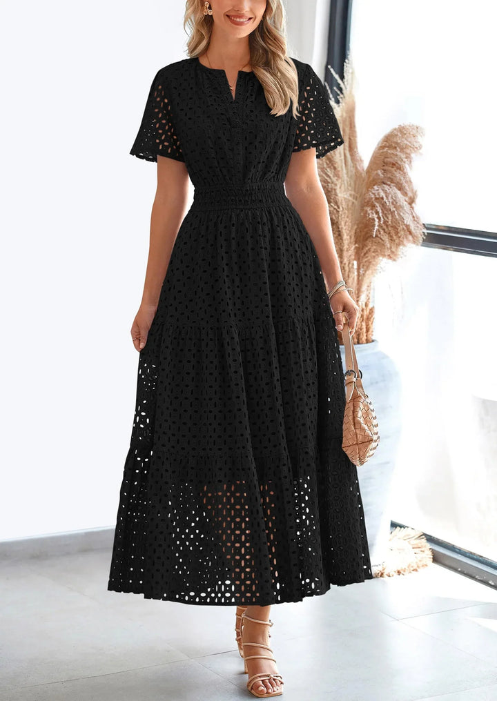 Linette - Eyelet Elegance Summer Dress