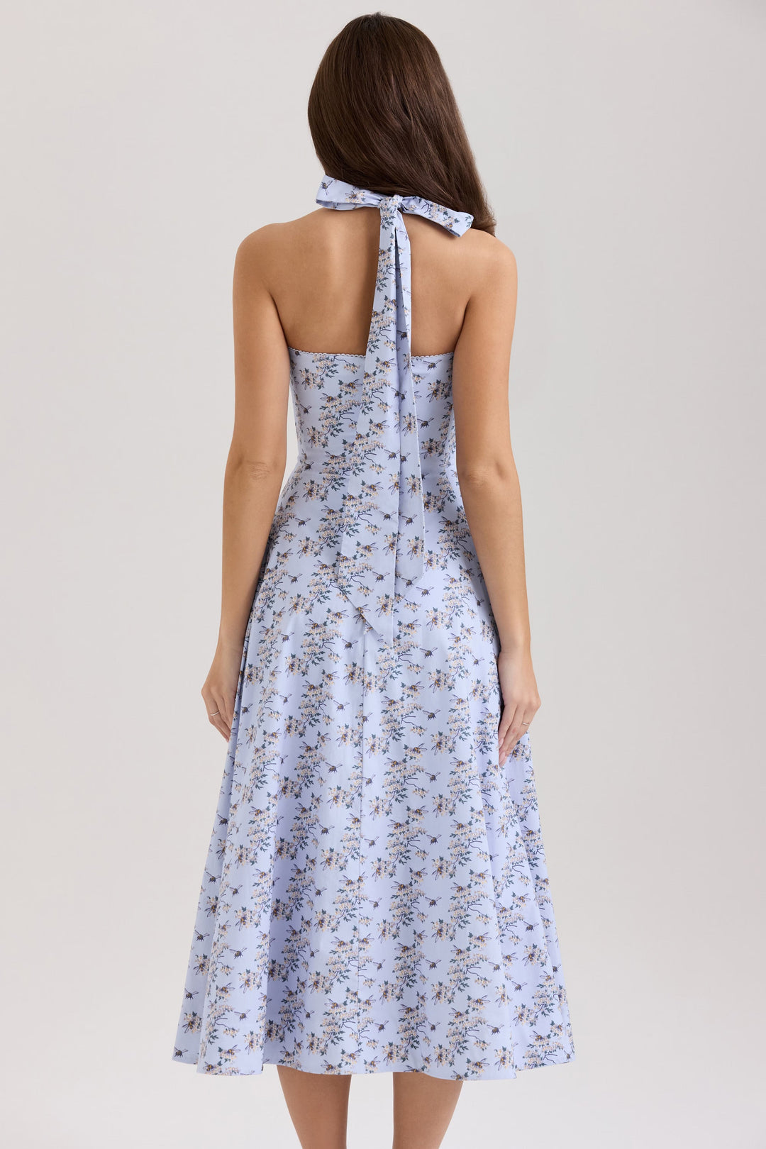 Belle - Daisy Print Halter Neck Midi Dress