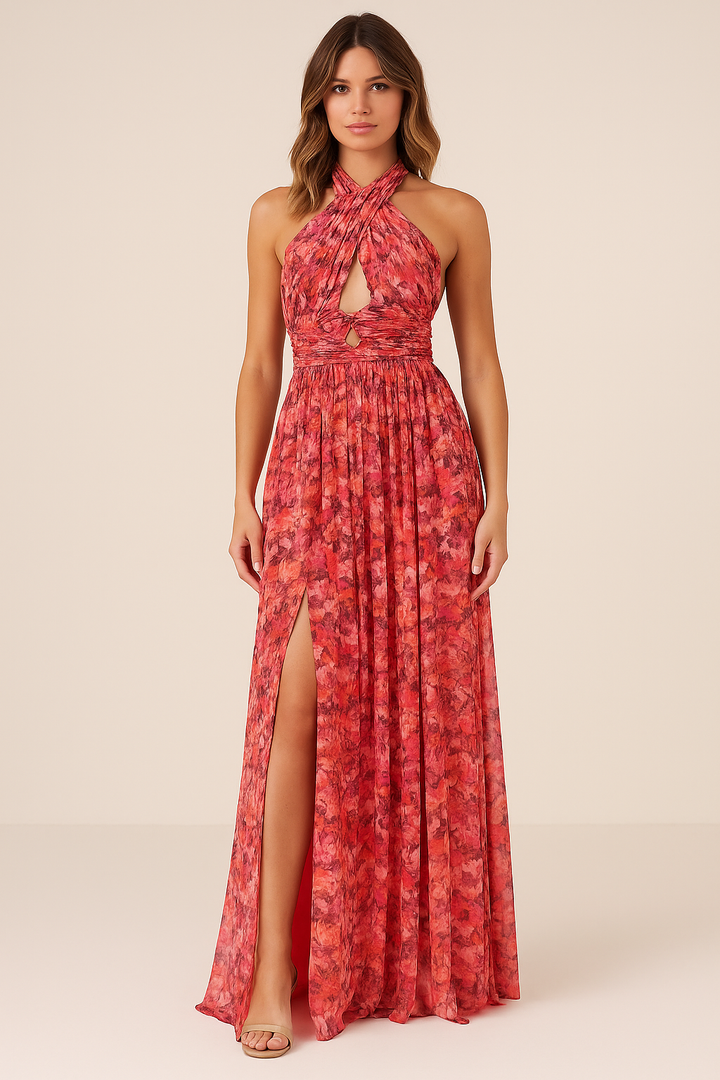Luna | Floral Halterneck Maxi Dress