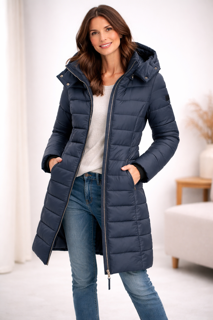 Elisa - Comfortable Hooded And Zippered Down Jacket