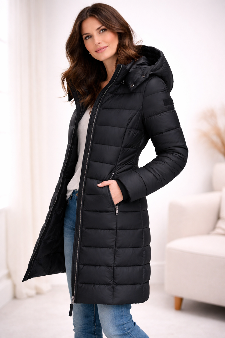 Elisa - Comfortable Hooded And Zippered Down Jacket