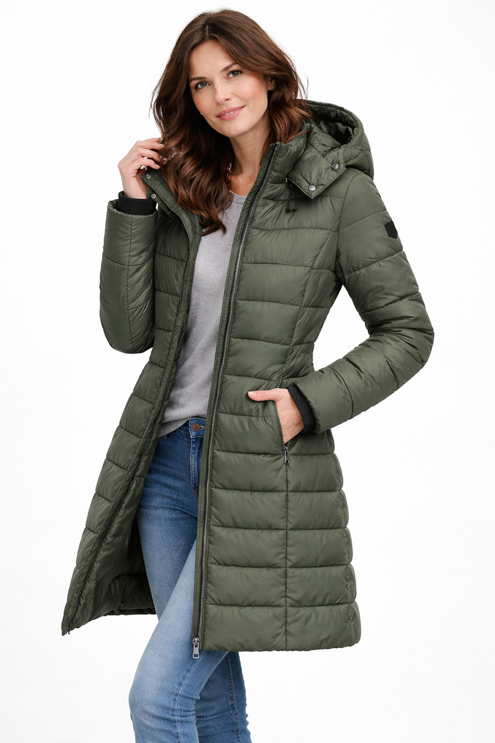 Elisa - Comfortable Hooded And Zippered Down Jacket