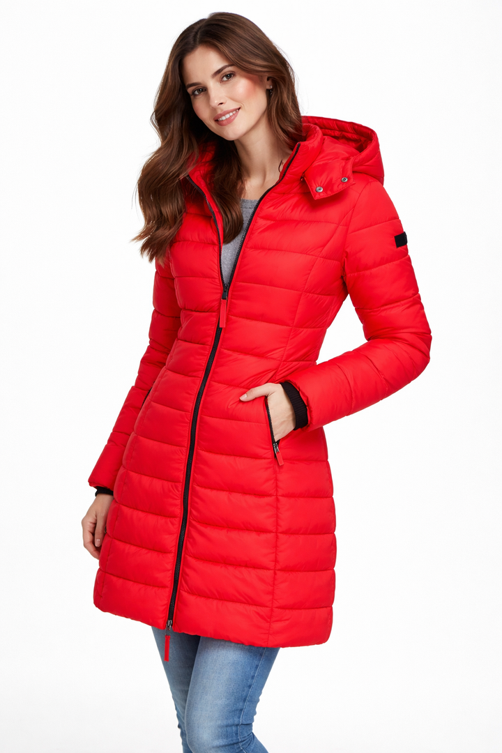 Elisa - Comfortable Hooded And Zippered Down Jacket
