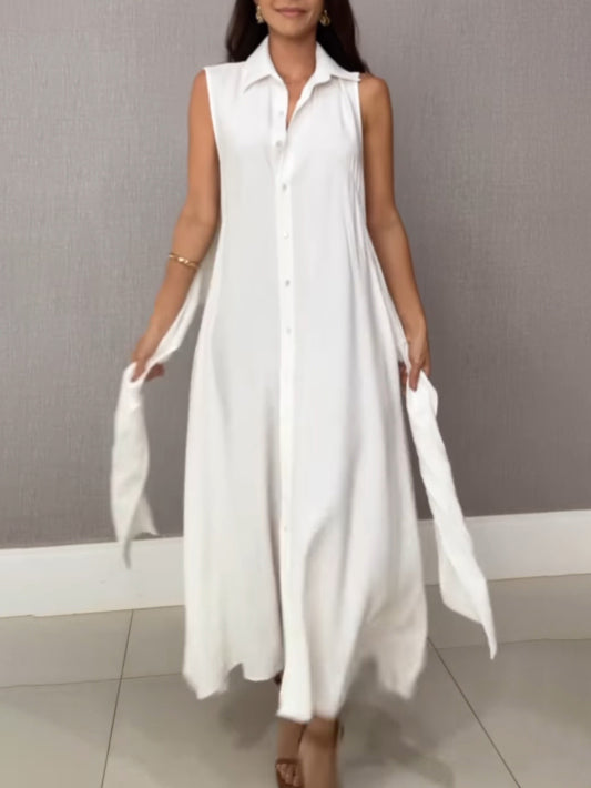 Romaine - Elegant Midi Dress with Belly Coverage