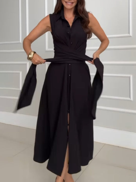 Romaine - Elegant Midi Dress with Belly Coverage